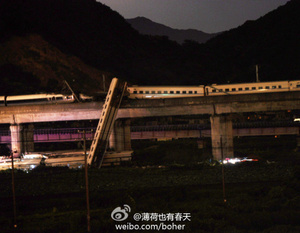 Illustration for article titled Two Bullet Trains Collide, One Falls From Bridge